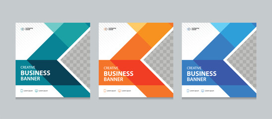 Wall Mural - set of editable square business web banner design template. suitable for social media post, instagra
