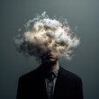 © Oleksandr - Brain Smoke. Creative Concept of Man with Cloud Covering Head in Inspirational Background