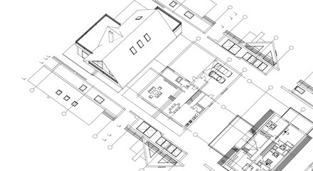 Wall Mural - house architecture plan 3d illustration