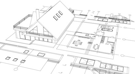 Wall Mural - house architecture plan 3d illustration