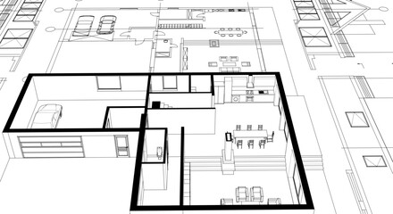 Wall Mural - house architecture plan 3d illustration