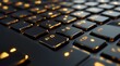 © junart - Black Keyboard with Glowing Orange Keys Macro Close Up Technology Background