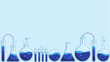 © Liudmila - Laboratory glassware, elegant modern design in royal blue tones, flat vector chemistry banner