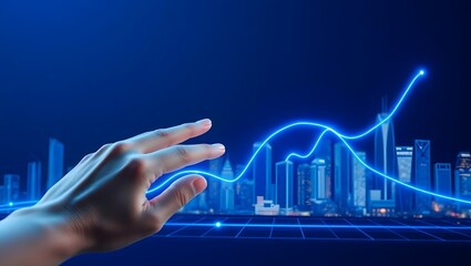 hand holding a Touch screen graph