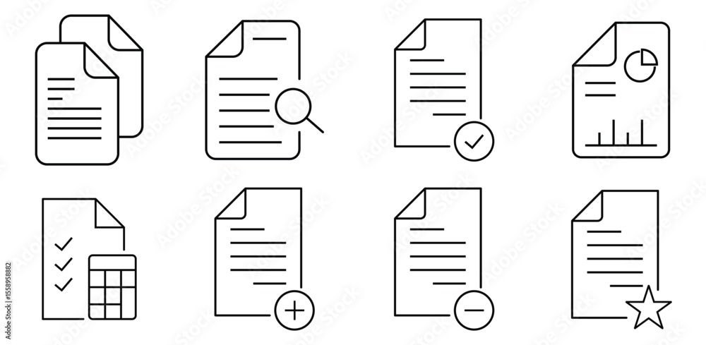 Document Icon Set – Vector and Transparent PNG Symbols Featuring Single ...