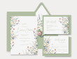 © ku4erashka - Luxury watercolor wedding invitation with hand drawn wild flowers and botanical leaves.