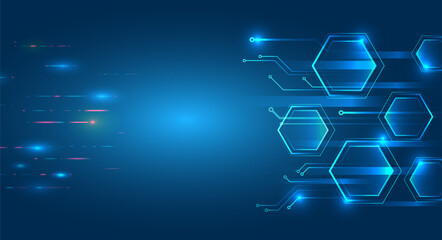 Wall Mural - geometric futuristic concept. abstract technological background consisting of hexagons, circuit boar