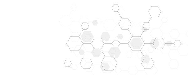 Wall Mural - futuristic molecule structure abstract hexagonal network background design for technology and medica