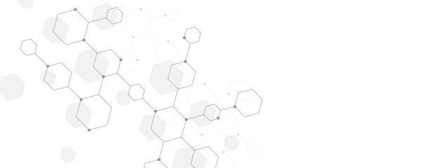 Wall Mural - futuristic molecule structure abstract hexagonal network background design for technology and medica