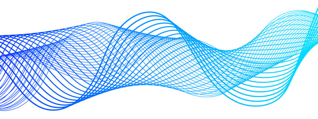 Wall Mural - abstract modern background with flowing wave pattern composed of thin, translucent lines in shades o
