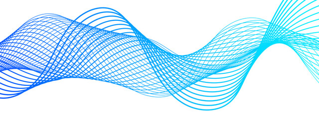 Wall Mural - abstract modern background with flowing wave pattern composed of thin, translucent lines in shades o