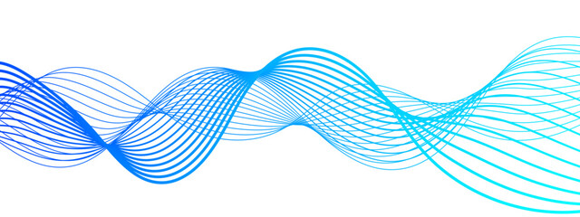 Wall Mural - abstract modern background with flowing wave pattern composed of thin, translucent lines in shades o