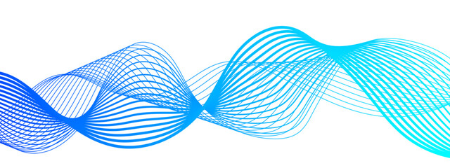 Wall Mural - abstract modern background with flowing wave pattern composed of thin, translucent lines in shades o