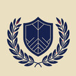 © Xenia - Egyptian Revolution Day emblem shield with laurel wreath.  National emblem design features a dark blue shield and olive branches.