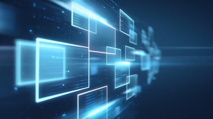 Wall Mural - abstract digital background featuring glowing blue rectangles and lines, creating a futuristic data 