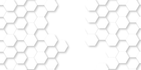 Wall Mural - white hexagonal background. luxury white pattern. futuristic abstract honeycomb mosaic white backgro