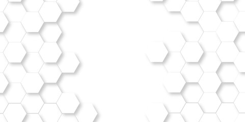 Wall Mural - abstract geometric vector minimal white lines hexagonal structure futuristic white background and em