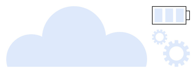 Wall Mural - cloud with battery indicator and gears signifying cloud technology, energy efficiency, and system op