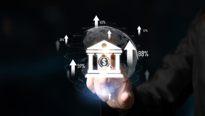 Wall Mural - Digital banking innovation integrates finance and technology to enhance online banking, mobile services, and fintech for seamless financial experiences. Latch