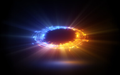 Wall Mural - glow swirl light effect. circular lens flare. abstract rotational lines. power energy element. lumin