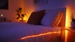 © IQBAL NURANTOKO - Warm, inviting bedroom at night, lit by bedside strip lights