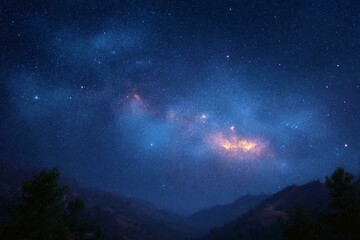 Wall Mural - night sky with milky way galaxy
