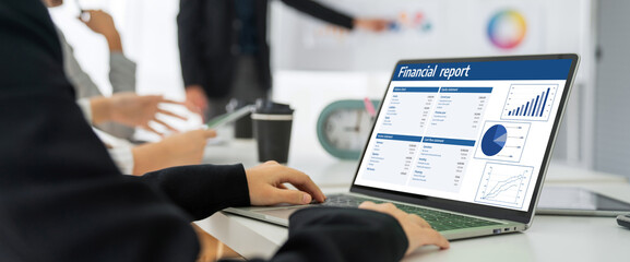 Wall Mural - business data dashboard provide business intelligence analytic for marketing strategy planning snugl