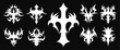 © PixelSupply - Tribal Tattoo Symbol Set on Black Background with Cross and Elements for Gothic, Cybersigilism, Neo Tribal, and Fantasy Design Illustration