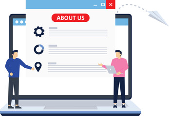 Vector flat illustration of web UI-UX design. Web development concept. Team designers creating functional web interface design for website.

