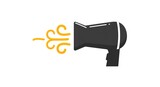 Hair dryer nozzle icon casting wind swirl