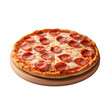 © KristinArt - Whole pepperoni pizza on wooden board, isolated on white background