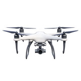 Drone isolated on transparent background. White quadcopter with camera.