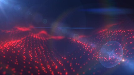 Wall Mural - abstract red digital wave particles with lens flare, futuristic tech concept
