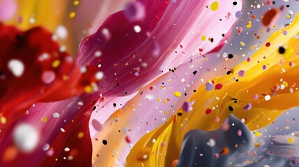 Wall Mural - vibrant abstract swirls with colorful confetti in dynamic motion