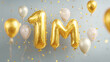 © Creative - 1 Million Celebration with Balloons and Confetti, colorful balloons, and falling confetti, symbolizing a major milestone or achievement