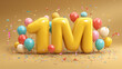 © Creative - 1 Million Celebration with Balloons and Confetti, colorful balloons, and falling confetti, symbolizing a major milestone or achievement