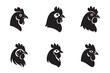 © Authay - Rooster and chicken head silhouette set. Poultry farm logo and icon collection