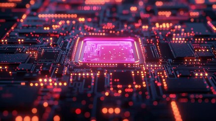Wall Mural - explore the vibrant world of computer circuitry with glowing elements and intricate designs