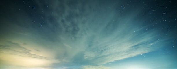 Canvas Print - beautiful night sky background, with long exposure clouds, starry sky