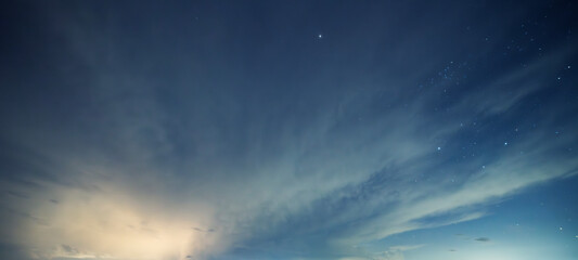 Canvas Print - beautiful night sky background, with long exposure clouds, starry sky.