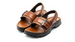© Narmin - A pair of mens leather sandals, designed for childrens summer wear, is shown isolated against a white background.