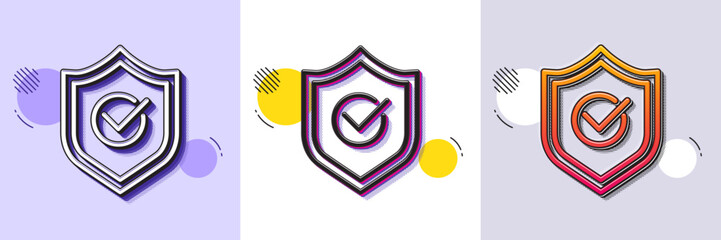 Wall Mural - approved shield line icon. halftone dotted pattern. gradient icon with grain shadow. accepted or con