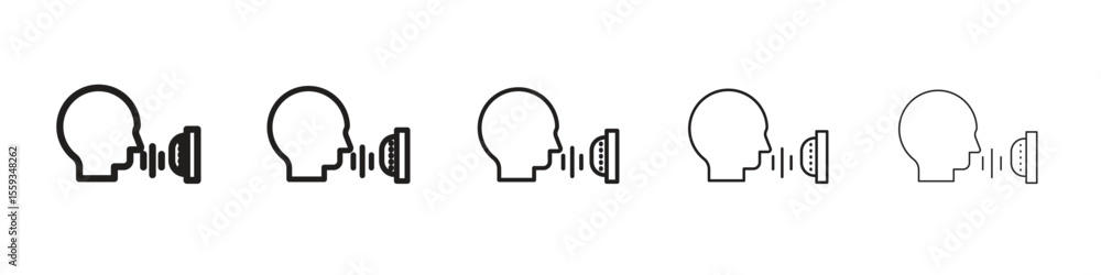Voice control icon in trendy filled solid style in black and white ...