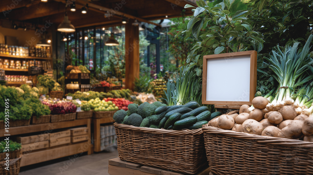 Greengrocer stall brimming with fresh harvest vegetables and ripe fruit ...
