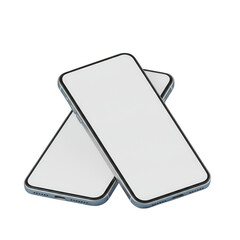 Wall Mural - Two smartphones isolated on transparent background for app showcase.