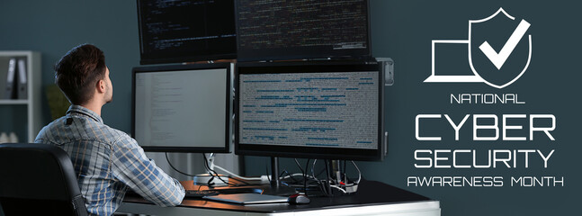 Wall Mural - male programmer working in office