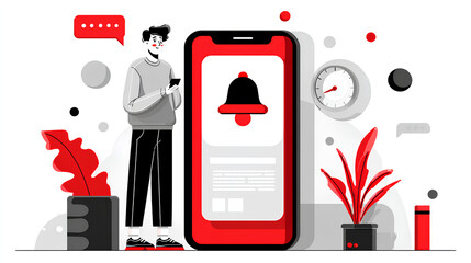Wall Mural - alert notification concept. reminder, push notifications, web reminders, time table and announcement