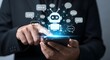 © MdNazim - Person interacting with artificial intelligence chatbot on mobile phone for support and assistance