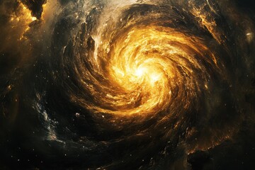 Wall Mural - swirling cosmic vortex radiates brilliant light contrasting with deep darkness in the universe, swir