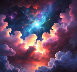 Wall Mural - Illustration of nebula with stars and galaxy.